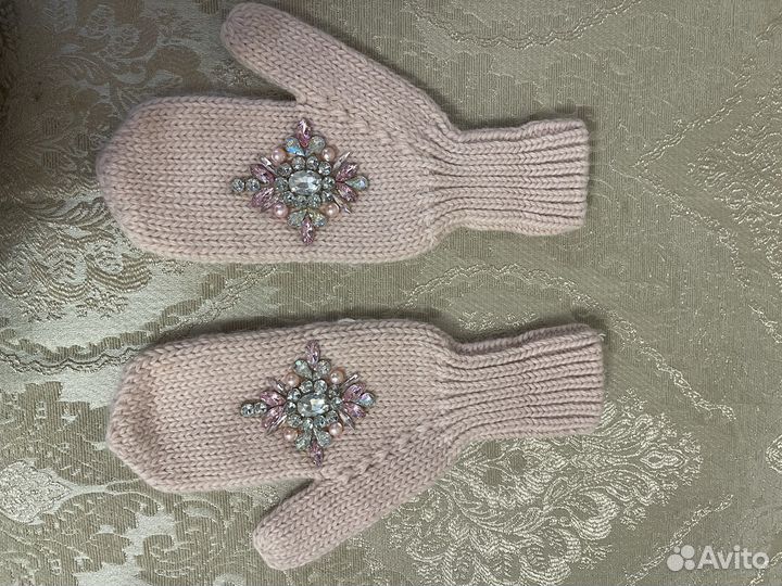 Комплект шапка+шарф+варежки(нежно розовый)