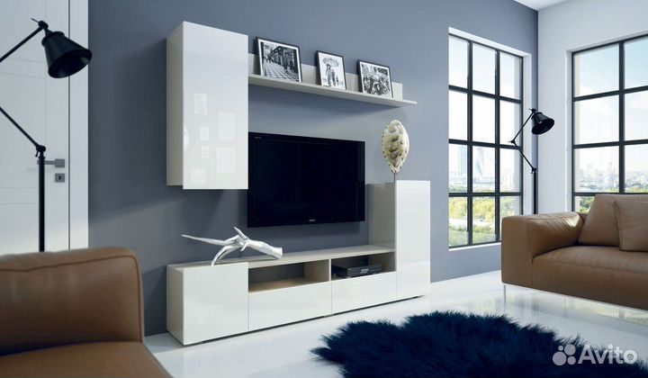 Тумба под тв белый глянц