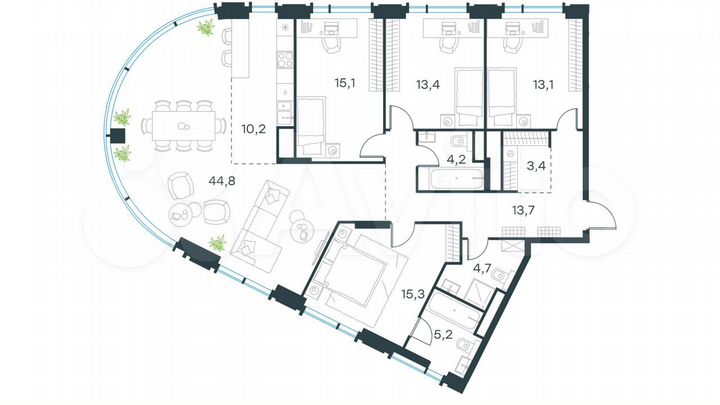 5-к. квартира, 143,1 м², 19/19 эт.