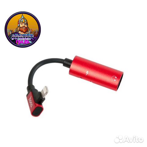 Переходник audio для Apple hoco LS18 красный