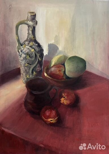 Картина натюрморт Вино и фрукты