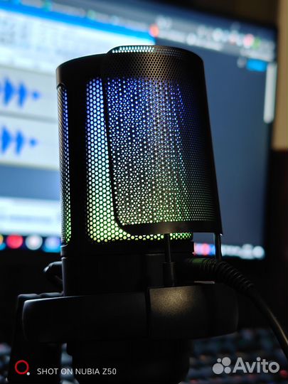 Новый Студийный RGB USB Микрофон A6V A8 (ME6S)