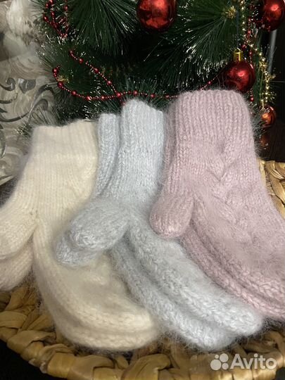 Варежки из пуха норки