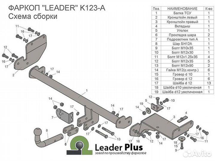 Фаркоп установка тсу Solaris KRX, 2024+ Leader-Plu