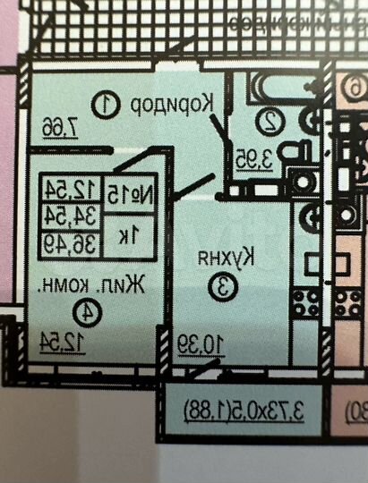 1-к. квартира, 36 м², 1/8 эт.