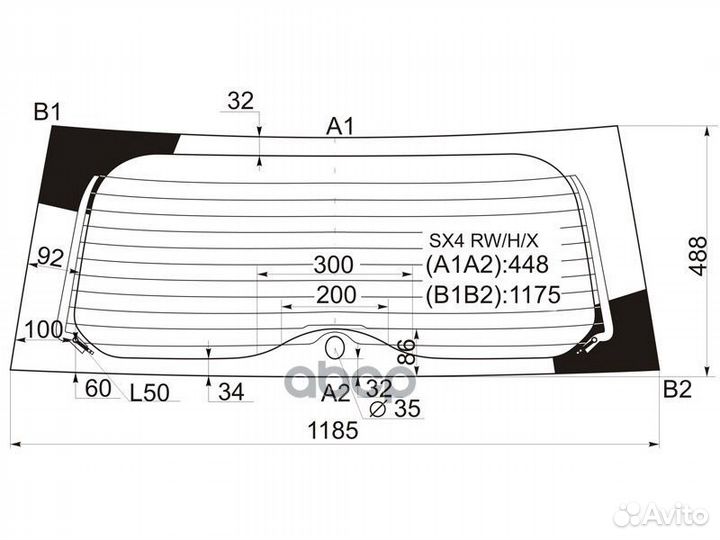Стекло заднее с обогревом suzuki SX4 5D 06-14 S