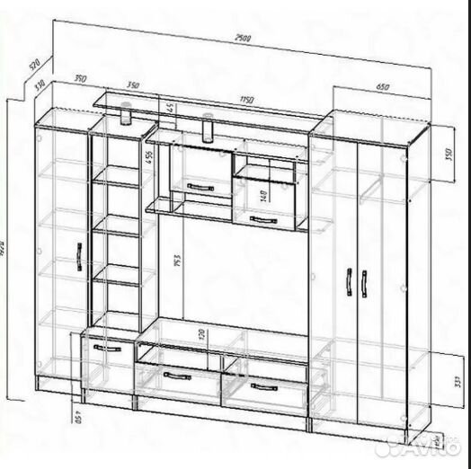 Гостиная Оскар-5 белая 250х192х45