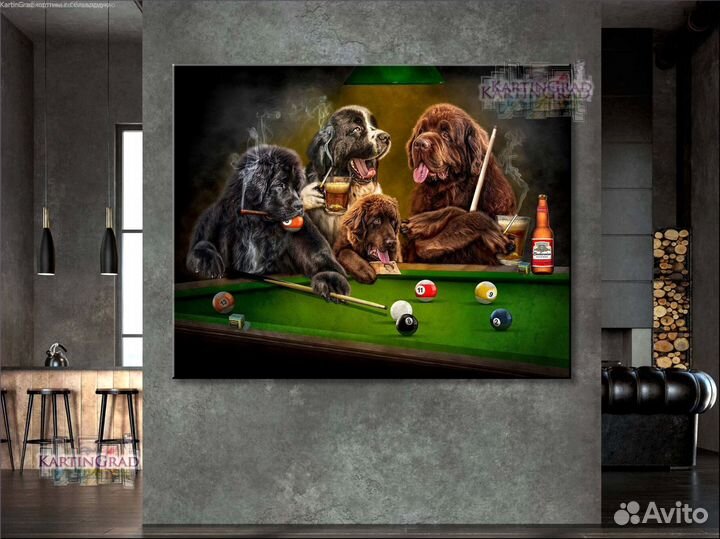 Картина собаки играют в покер/ бильярд / Арт 75 купить в Тольятти с  доставкой | Хобби и отдых | Авито