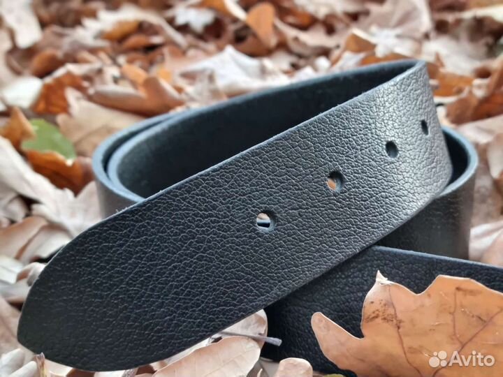 Ремень кожаный мужской черный skinner