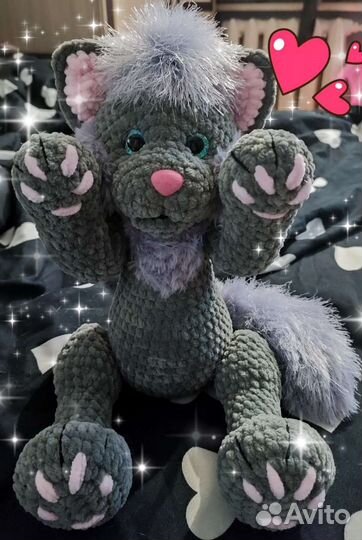 Вязаная игрушка кот