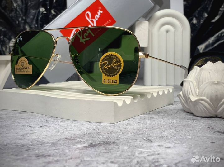 Очки Ray Ban Aviator золотые