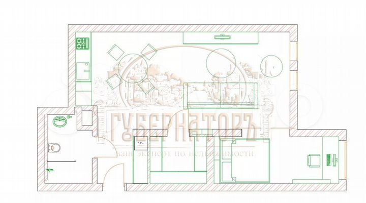 1-к. квартира, 58 м², 3/5 эт.