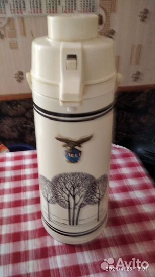 Термос СССР с помпой, термос китай. 500