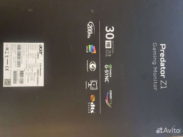 Монитор игровой 200 Гц. Predator z301c