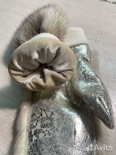 Варежки норковые с кожей р-р 6,5-7