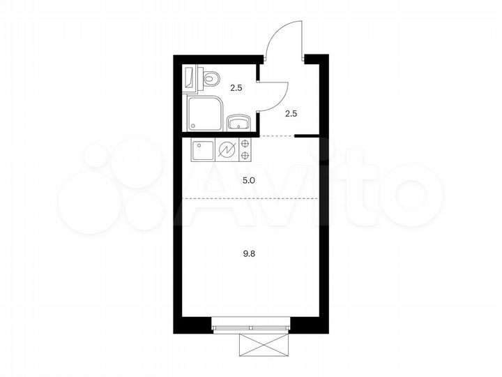 Квартира-студия, 19,8 м², 22/23 эт.