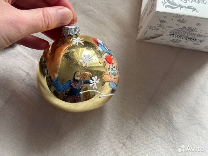 Новогодний шар стеклянный зеркальный Дед Мороз