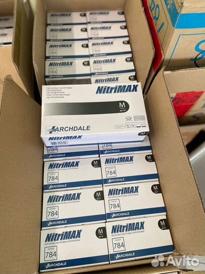 Нитриловые перчатки черные размер M / 784