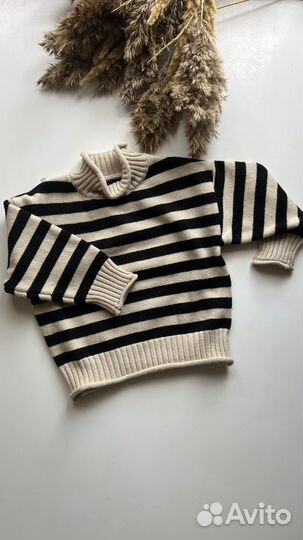 Новый полосатый детский свитер с горлом