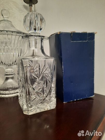 2графина,хрусталь,для виски,коньяка