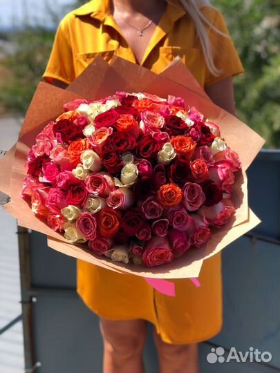 101 роза с бесплатной доставкой