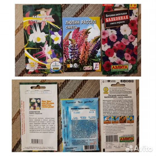 Семна люпины, петуния, аквилегия