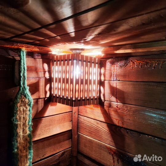 Декоративный абажур светильника в баню и сауну, за