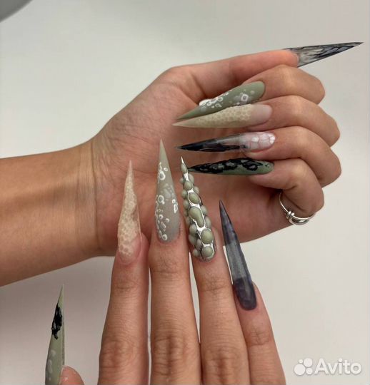 Маникюр наращивание ногтей, крейзи дизайны