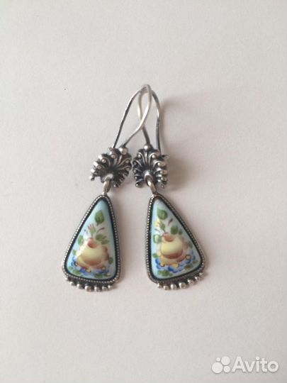 Серебро винтаж. Эмаль роспись