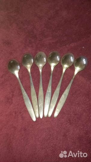 Набор мельхиоровых с позолотой ложек