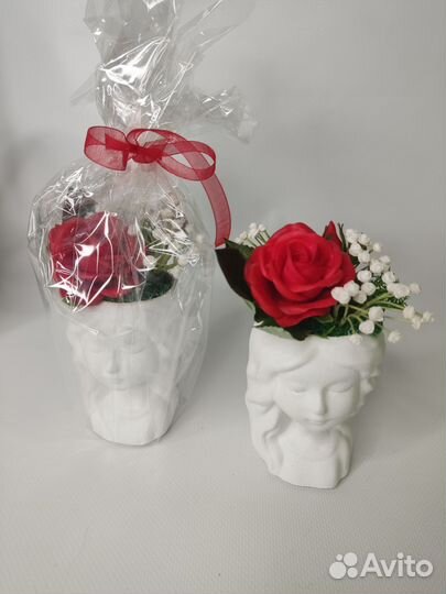 Цветочная композиция ручная работа, глина