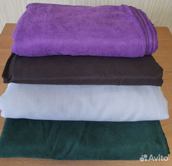 Шторы канвас зелёный, фиолет, темно-коричневый