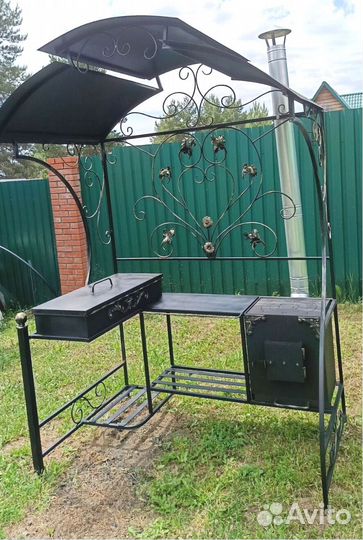 Мангал с печью и столиком