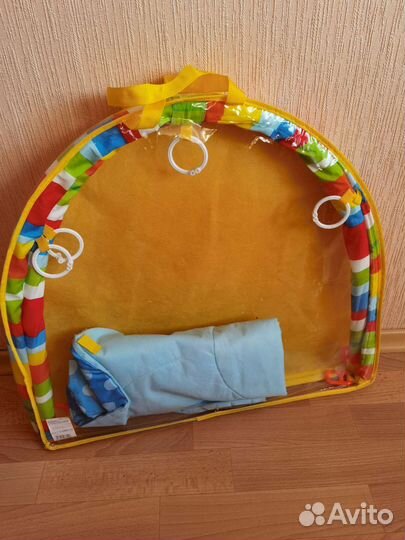Развивающий коврик, игрушки пружинка и крабик