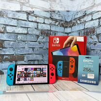 Nintendo switch Oled (Neon 64gb) +256gb карта памя