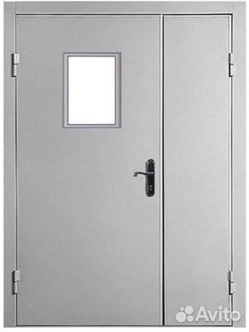 Дверь противопожарная с остеклением двупольная