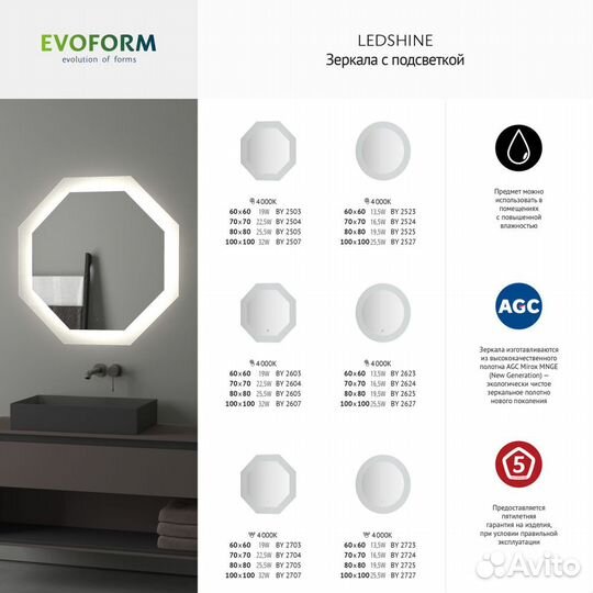 Зеркало Evoform Ledshine BY 2623 60x60