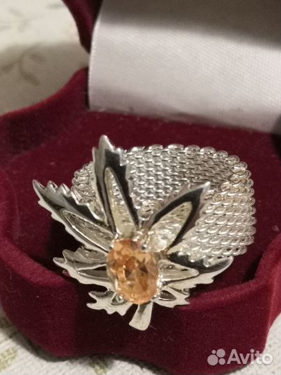 Серебряное кольцо новое с цирконом, 925 пр, Итал