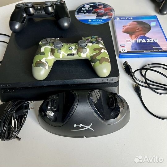Sony Playtation Slim 1TB+2джойстика+2игры