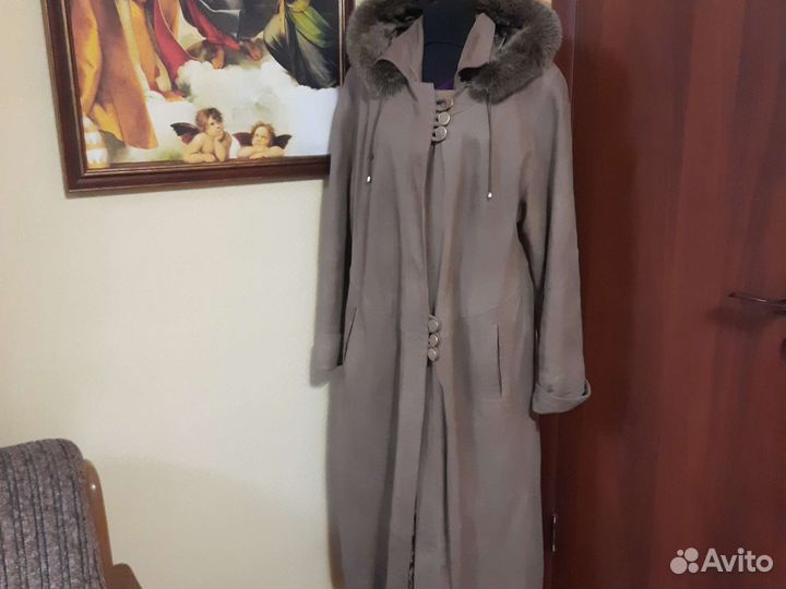 Пальто кожанное и драповое