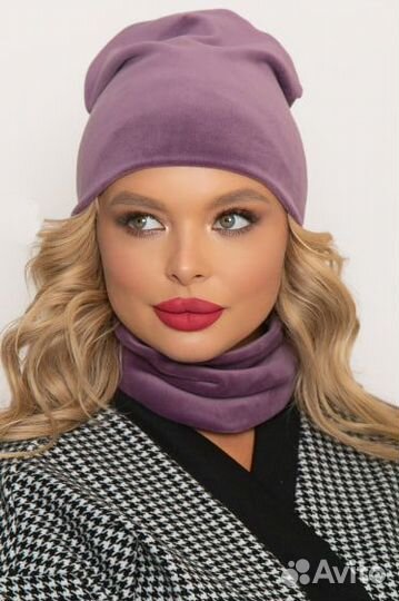 Велюровая шапка, ягодный цвет, новая