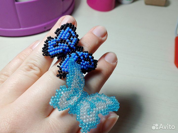 Бабочки кольца из бисера