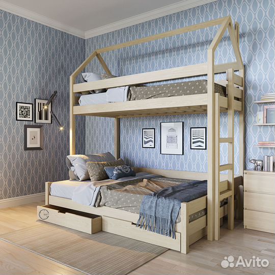 Двухъярусная кровать из сосны