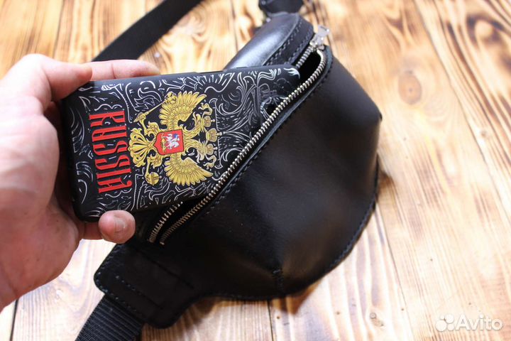 Сумка бананка натуральная кожа мужская