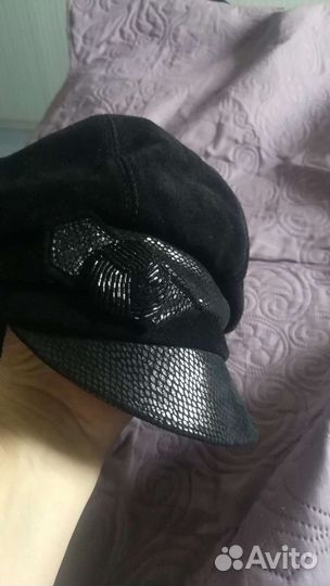 Шапка-кепка из натуральной замши