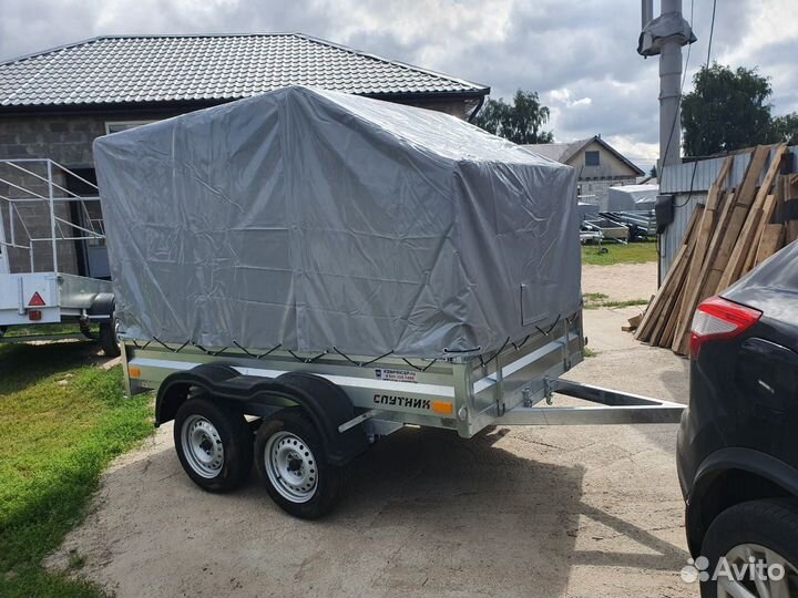Прицеп двуосный. 2.6х1.5 оцинк Спутник тент 1500