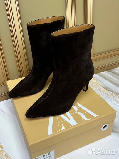 Ботильоны zara кожа/замша 36-40