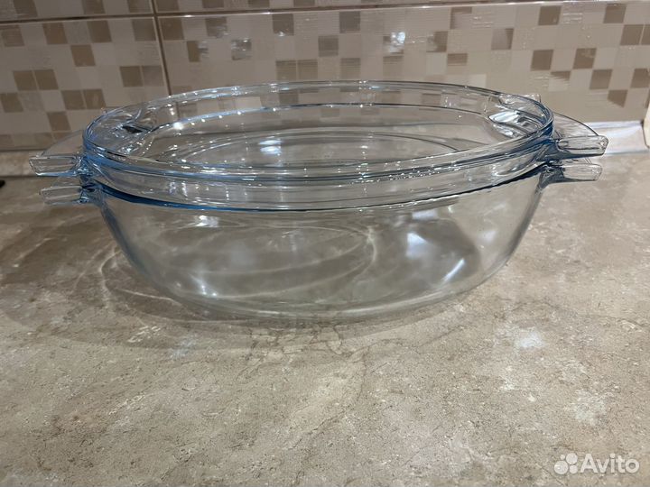 Утятница, блюдо стеклянное овальное (Франция)