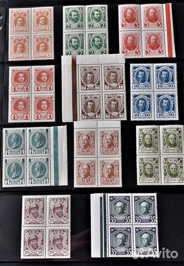 1913 Романовская серия в квартблоках