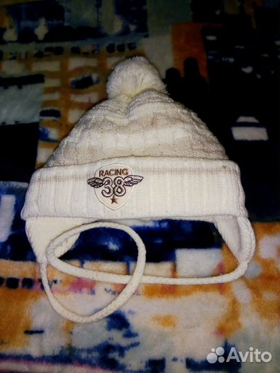 Шапка зимняя светло-бежевая, на мальчика до 6 мес